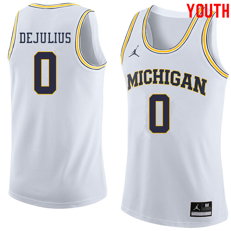 Jordan Brand Youth #0 David DeJulius Michigan Wolverines College Basketball Jerseys Sale-White